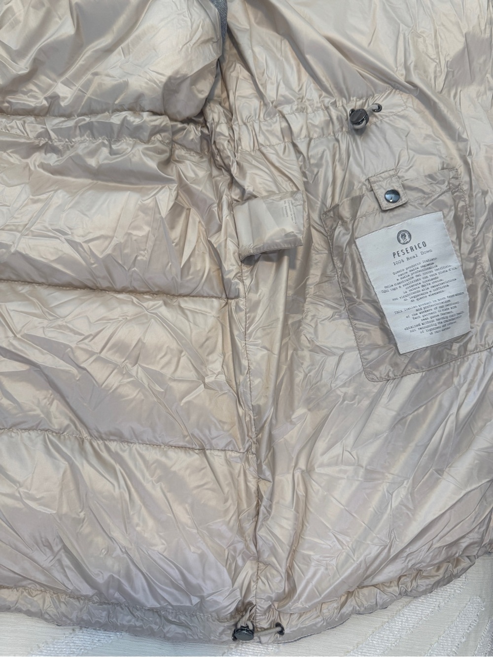 Peserico Italy Medium Down Quilted Long Vest Hooded Beaded Luxury Designer - Picture 11 of 13